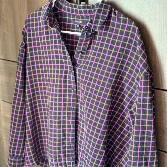 Madewell Pink and Black Plaid Cotton Button Down Shirt - Picture 5 of 10
